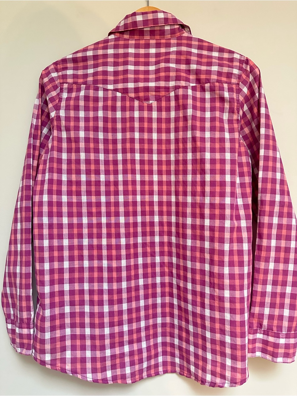 Wrancher by Wrangler Pearl Snap Shirt Women’s Medium Pink Purple Plaid - Picture 8 of 11